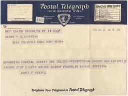 Telegram from James F. Adair to Henry P. Slaughter, June 11, 1938