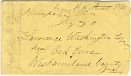 Envelope Addressed to Lawrence Washington, January 29, 1861