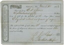 Bill of Sale for Elizabeth, March 19, 1863