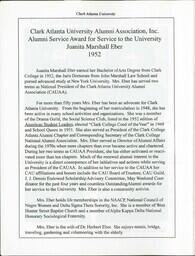 Clark Atlanta University Alumni Association Service Award to Service to the University Write-up, 2004