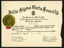 Delta Sigma Theta Chapter Membership Certificate, May 3, 1950