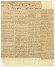 "Atlanta Thanks College Women for Community Service Center", October 31, 1925