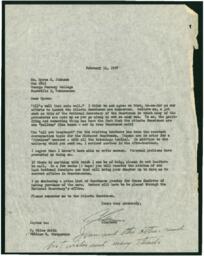 Correspondence to Myron H. Johnson From Clarence Grey, February 14, 1957