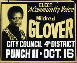 "Elect a Community Voice Mildred Glover", circa 1977