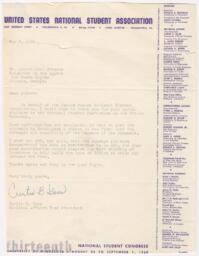 Correspondence to Albert Paul Brinson from Curtis B. Gans, May 2, 1960