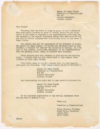 Correspondence About Arrested Students, circa 1960