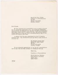 Correspondence Letter on 76 Arrested Students, circa 1960