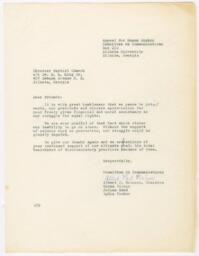 Correspondence Letter to Ebenezer Baptist Church from Committee On Communication, circa 1960