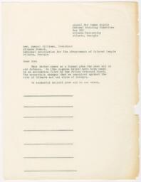 Correspondence to Rev. Samuel Williams from Appeal For Human Rights, circa 1960