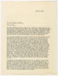 Correspondence to James Felder from Hugh Saussy, Jr., April 12,1960