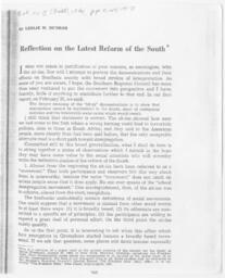 "Reflection on the Latest Reform of the South" from Phylon, vol. XXII, 1961