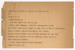 Correspondence to Johnny Parham from M. Carl Holman, October 30, 1960