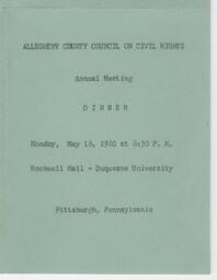 Allegheny County Council on Civil Rights Dinner, May 16, 1960