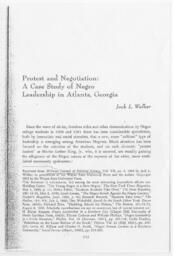 "Protest and Negotiation: A Case Study of Negro Leadership in Atlanta", Georgia, circa 1960