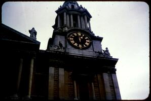 Clock Tower Surrounded by Statues, circa 1955