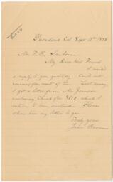 Correspondence, Jason Brown to Frank B. Sanborn, September 10, 1885