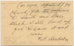 Correspondence, Franklin B. Sanborn to C. W. Ernst, April 17, 1894