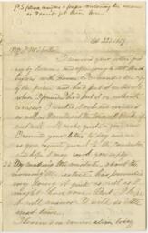 Correspondence, D. E. Henderson to Mr. Strother, October 22, 1859