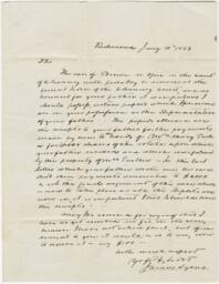 Correspondence, James Lyons to Richard Parker, January 10, 1843