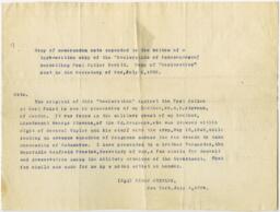 Copy of Memorandum Note, circa 1920