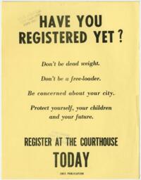 "Have You Registered Yet?", circa 1965