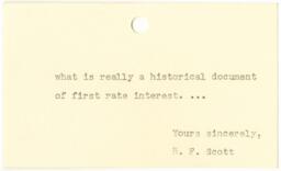 Notes From R. F. Scott, circa 1929