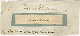 Thomas Clarkson's Autograph, circa 1800