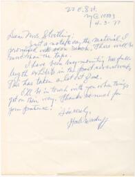 Correspondence from Hale Woodruff to Winifred Stoelting, April 3, 1977