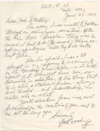 Correspondence from Hale Woodruff to Winifred Stoelting, June 27, 1977