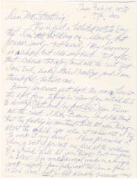 Correspondence from Hale Woodruff to Winifred Stoelting, February 14, 1978