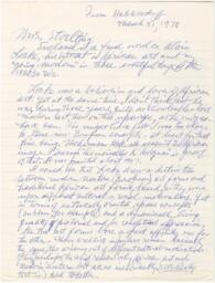 Correspondence from Hale Woodruff to Winifred Stoelting, March 31, 1978