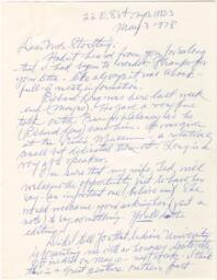 Correspondence from Hale Woodruff to Winifred Stoelting, May 3, 1978