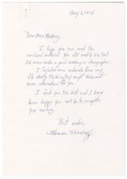 Correspondence from Theresa Woodruff to Winifred Stoelting, May 3, 1978