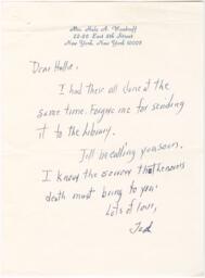 Correspondence from Theresa Woodruff to Hallie Brooks, circa 1981