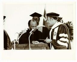 Commencement including Hugh Gloster and William Tolbert of Liberia, circa 1970