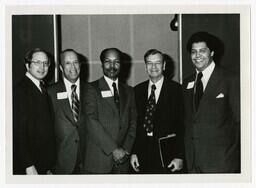 Conference including Sam Nunn, Hugh Gloster, Louis Sullivan, and Maynard Jackson, circa 1970