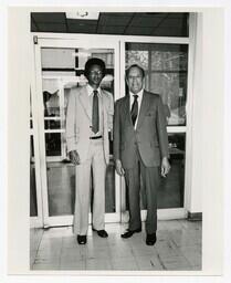 Arthur Ashe with Hugh Gloster, December 1978