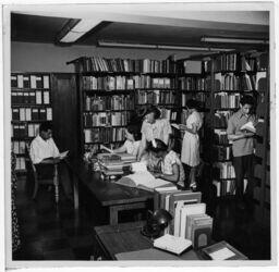 Eileen Bentley in the Library, circa 1950