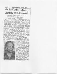 "Mrs. McDuffie Tells of Last Day with Roosevelt", April 28, 1945