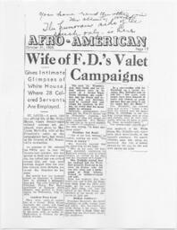 "Wife of F.D.'s Valet Campaigns", October 31, 1936