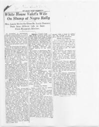 "White House Valet's Wife On Stump at Negro Rally", October 17, 1936