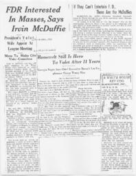 "FDR Interested in Masses, Says Irvin McDuffie", April 6, 1938