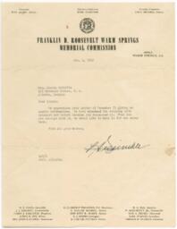 Correspondence from the Franklin D. Roosevelt Warm Springs Memorial Commission to Elizabeth McDuffie, January 4, 1949