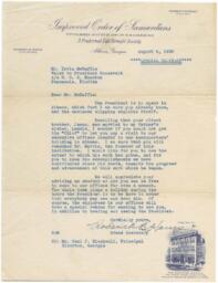 Correspondence from Improved Order of Samaritans to Irvin McDuffie, August 6, 1938