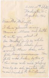 Correspondence from Lois and Joe to Elizabeth McDuffie, August 26, 1962