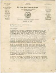 Correspondence from the Ohio State Democratic League to President Franklin Roosevelt, November 17, 1938