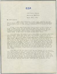 Correspondence from Tot to Elizabeth McDuffie, April 28, 1941