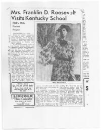 "Mrs. Franklin D. Roosevelt Visits Kentucky School", 1938