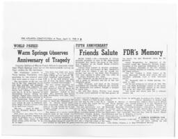 "Warm Springs Observes Anniversary of Tragedy", April 13, 1950