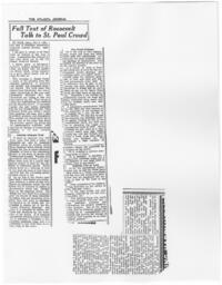 "Full Text Of Roosevelt Talk To St. Paul Crowd", circa 1936